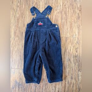Vintage‎ Hartstrings Navy Corduroy Overalls With Train Embroidered Detail